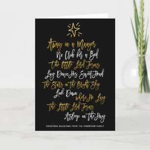 Cartes Pour Fêtes Annuelles Loin dans un Manger Festive Carol script Typograph