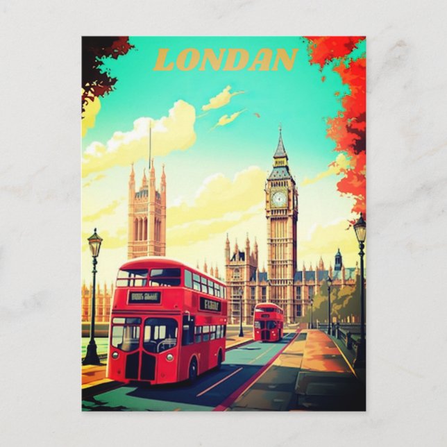 Cartes Pour Fêtes Annuelles London Travel Postcard Art, London Travel Art, Ang (Devant)