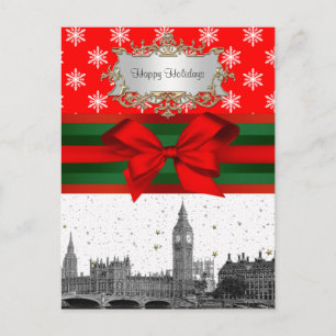 Cartes Pour Fêtes Annuelles Londres Angleterre Royaume-Uni Skyline Red Snowflo