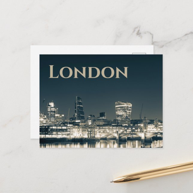 Cartes Pour Fêtes Annuelles Londres Skyline Panorama Urbain Souvenir Cadeau (Devant/Arrière en situation)