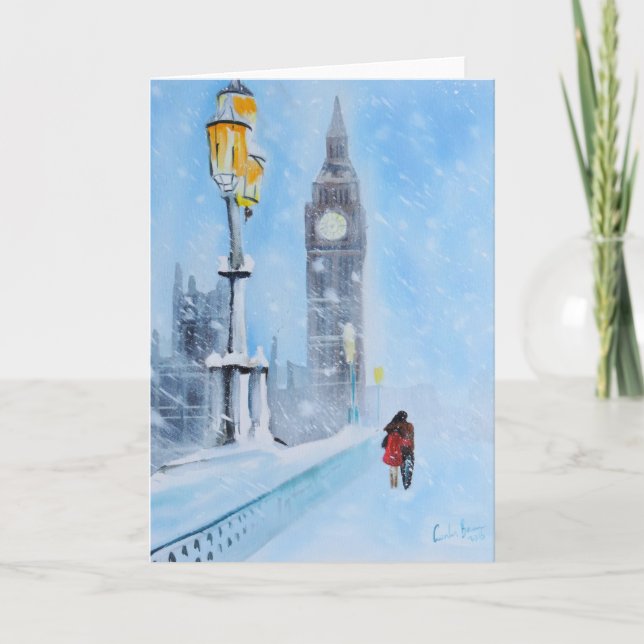 Cartes Pour Fêtes Annuelles Londres sous la neige (Devant)