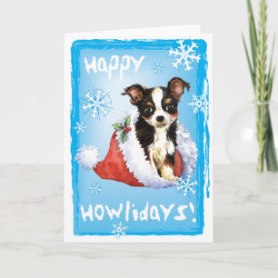Cartes Pour Fêtes Annuelles Long chiwawa heureux de manteau de Howliday