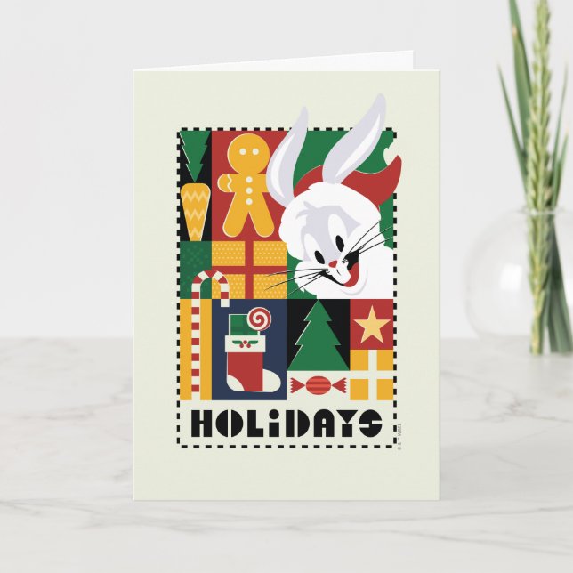 Cartes Pour Fêtes Annuelles LOONEY TUNES™ BUGS BUNNY™ Badge de vacances (Devant)