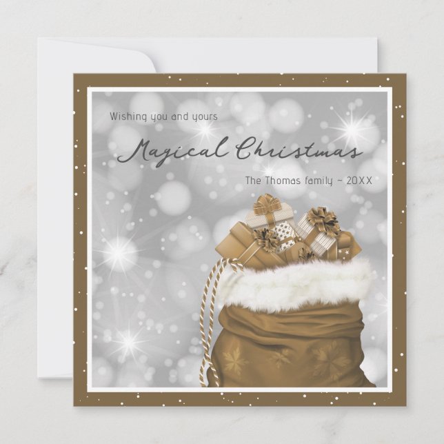 Cartes Pour Fêtes Annuelles L'or moderne présente un Noël magique (Devant)