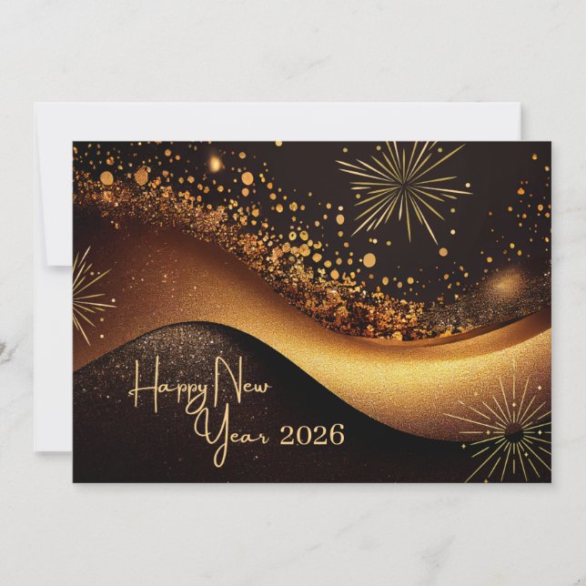 Cartes Pour Fêtes Annuelles L'or noir Bonne année (Devant)