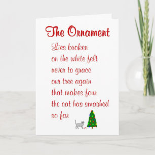 Cartes Pour Fêtes Annuelles L'ornement - un poème de Noël amusant
