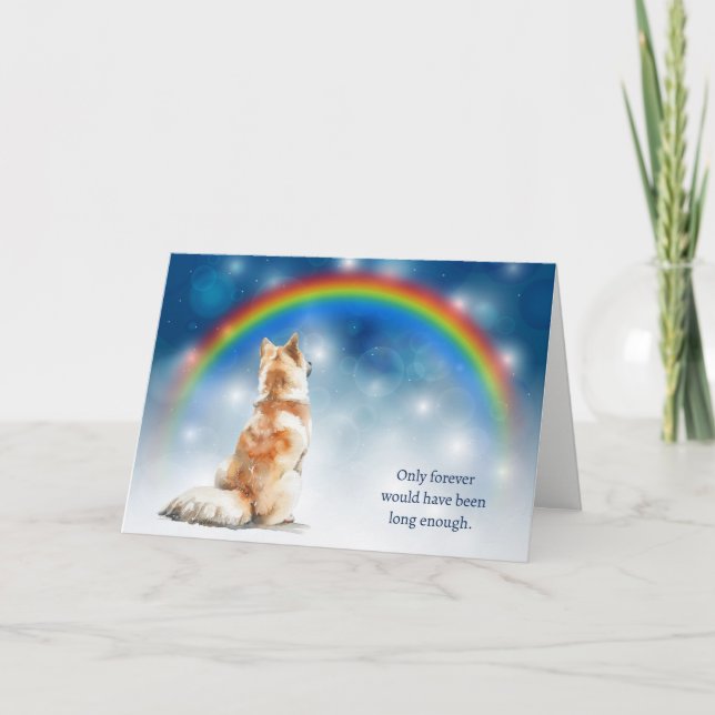 Cartes Pour Fêtes Annuelles Loss of Akita Dog Night Lights Rainbow Sympathy (Devant)