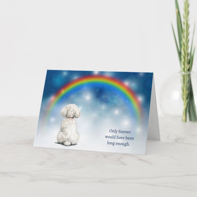 Cartes Pour Fêtes Annuelles Loss of Bichon Frise Dog Night Lights Sympathy (Devant)
