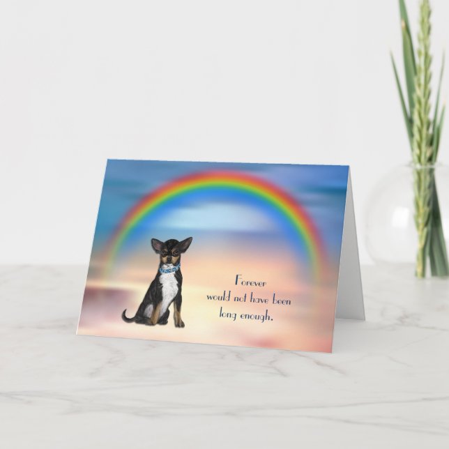 Cartes Pour Fêtes Annuelles Loss of Black Tan Chihuahua Rainbow Sympathy (Devant)