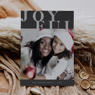 Cartes Pour Fêtes Annuelles LOTTIE Grey Photo Famille Simple Joyeux Noël