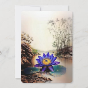 Cartes Pour Fêtes Annuelles Lotus bleu émergeant des eaux boueuses (Vietnamien
