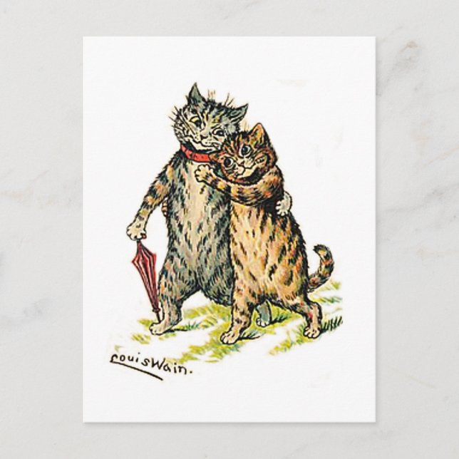 Cartes Pour Fêtes Annuelles Louis Wain, Cat Couple (Devant)