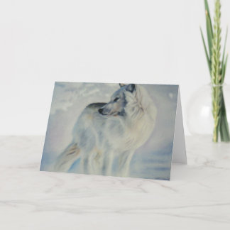 Cartes Pour Fêtes Annuelles "Loup arctique en hiver "