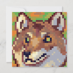 Cartes Pour Fêtes Annuelles Loup en pixel art, Pixel Art 