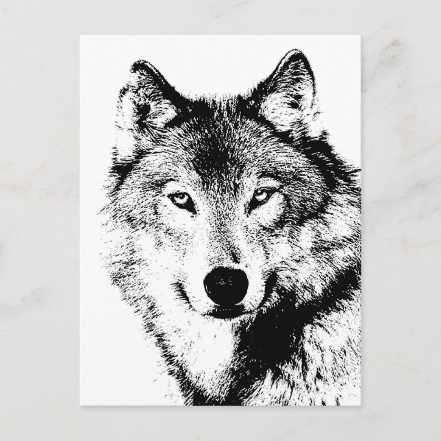 Cartes Pour Fêtes Annuelles Loup noir et blanc (Devant)
