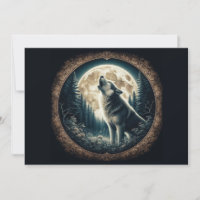 Loup vintage et lune classique