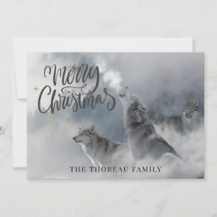 Cartes Pour Fêtes Annuelles Loups des bois hiver Joyeux Noël