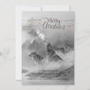 Cartes Pour Fêtes Annuelles Loups sauvages en Noël de neige
