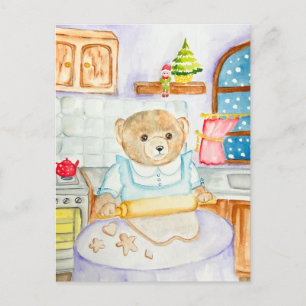 Cartes Pour Fêtes Annuelles L'ours fait cuire du pain d'épices