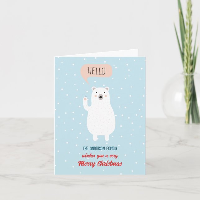 Cartes Pour Fêtes Annuelles L'ours polaire mignon personnalisé dit Bonjour (Devant)