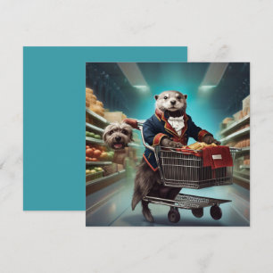 Cartes Pour Fêtes Annuelles Loutre costumée avec des fantômes d'animaux au sup