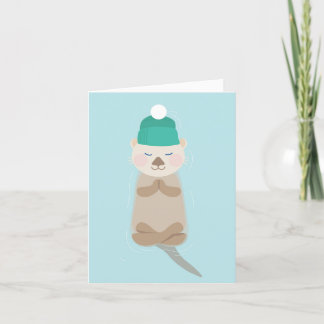 Cartes Pour Fêtes Annuelles Loutre de mer Zen de Noël en hiver
