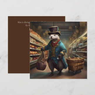 Cartes Pour Fêtes Annuelles Loutre déguisée au supermarché SqGC