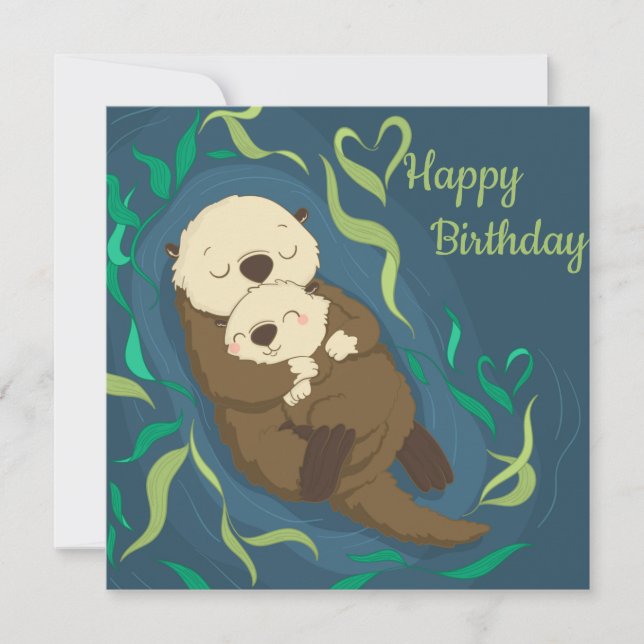 Cartes Pour Fêtes Annuelles Loutres Mignonnes (Devant)