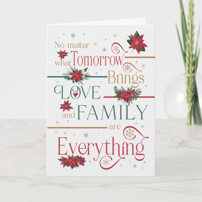 Cartes Pour Fêtes Annuelles Love and Family Are Everything Poinsettias (Devant)
