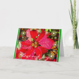 Cartes Pour Fêtes Annuelles Love and Joy Poinsettia and Butterfly Card