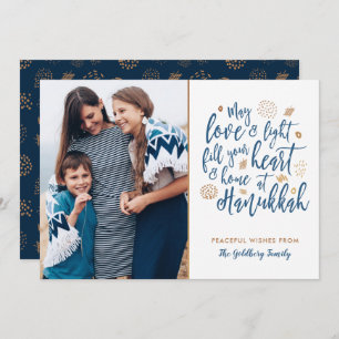 Cartes Pour Fêtes Annuelles Love and Light Hanukkah Photo Flat Card
