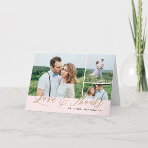 Cartes Pour Fêtes Annuelles Love and Thanks Gold Script 3 Merci photo