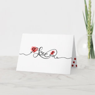 Cartes Pour Fêtes Annuelles LOVE Calligraphy Aquarelle Saint Valentin Photo