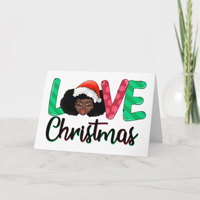 Cartes Pour Fêtes Annuelles Love Christmas Afro Card (Devant)