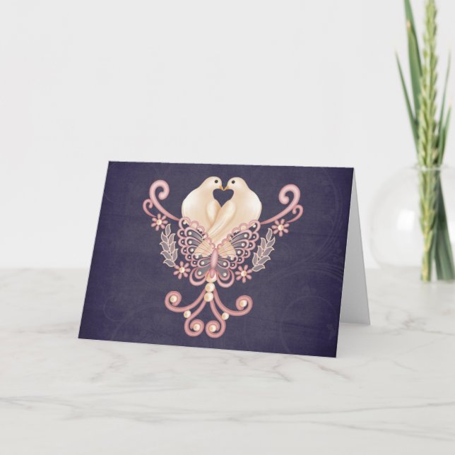 Cartes Pour Fêtes Annuelles Love Doves (Devant)