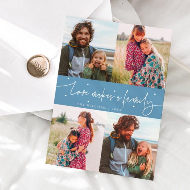 Cartes Pour Fêtes Annuelles Love Family Denim Blue Valentines Day Photo (Créateur téléchargé)