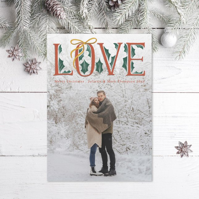Cartes Pour Fêtes Annuelles Love Hand Letting Holly Winter Newlysée (Créateur téléchargé)