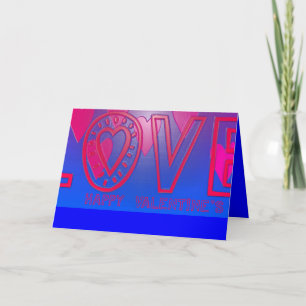 Cartes Pour Fêtes Annuelles LOVE Happy Valentine Pink Blue Greeting Card