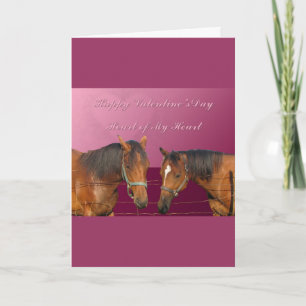 Cartes Pour Fêtes Annuelles Love & Happy Valentines Chevaux avec Coeurs Rose &