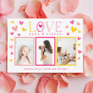 Cartes Pour Fêtes Annuelles Love Hugs Kisses Family 3 Photo Collage Valentines