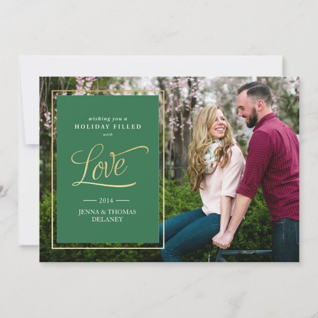 Cartes Pour Fêtes Annuelles Love in Gold Christmas ou Holiday Card (Devant)