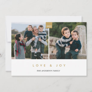 Cartes Pour Fêtes Annuelles Love & Joy Gold Modern Minimal 2 Photo