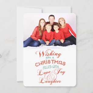 Cartes Pour Fêtes Annuelles Love Joy Laugher Christmas Photo Flat Card