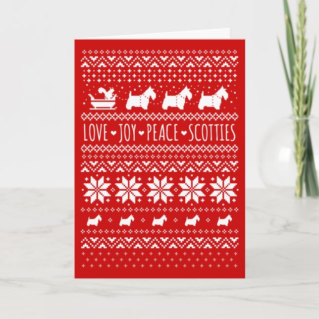 Cartes Pour Fêtes Annuelles Love Joy Peace Scotties Festive Noël (Devant)