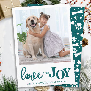 Cartes Pour Fêtes Annuelles LOVE & JOY Personnalisé Chien Animal de compagnie 