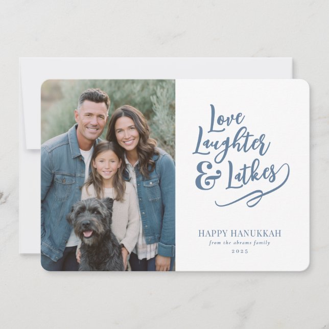 Cartes Pour Fêtes Annuelles Love Laughter Latkes Hanukkah Photo (Devant)