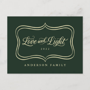 Cartes Pour Fêtes Annuelles Love & Light Classic Gold Frame