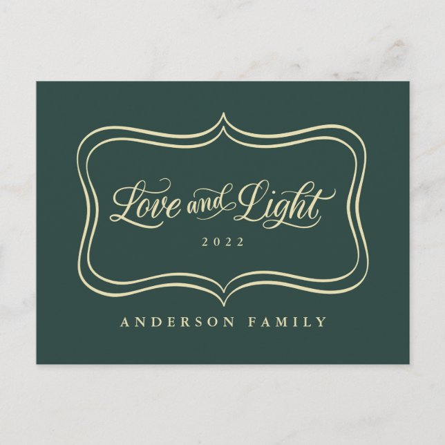 Cartes Pour Fêtes Annuelles Love & Light Classic Gold Frame (Devant)