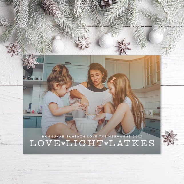 Cartes Pour Fêtes Annuelles Love Light Latkes Hanukkah Photo (Créateur téléchargé)