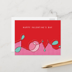 Cartes Pour Fêtes Annuelles Love Loop Calligraphy Plaid Checks Valentine's Day